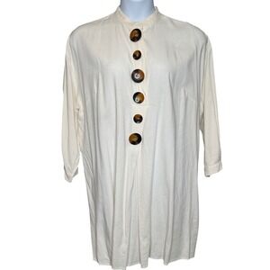 ELOQUII Womens Oversized Buttons Tunic Size 16 Flowy Coastal Eclectic Boho Artsy